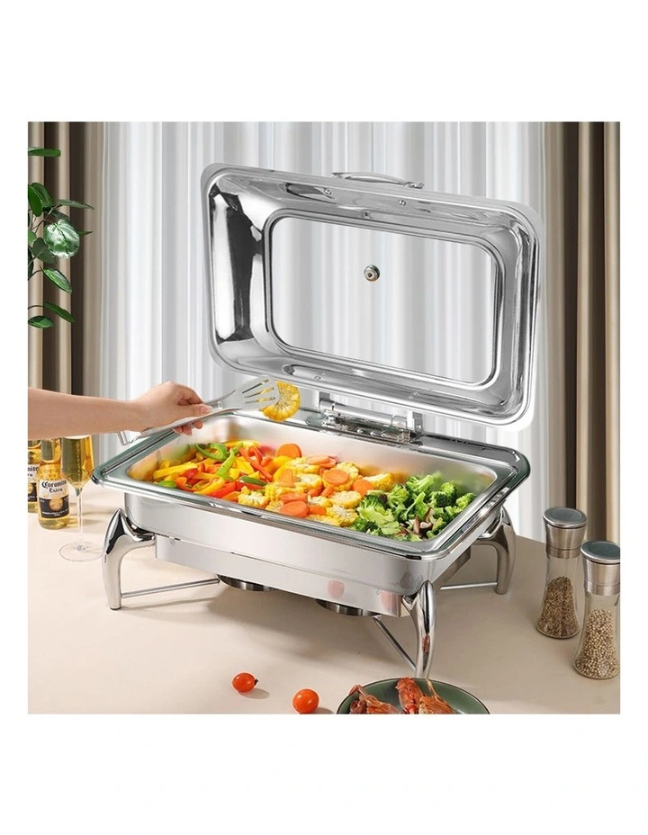 SOGA 2 Pack Rectangular Chafing Dish 9L Stainless Steel Food Warmer image 6