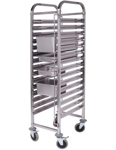 SOGA Gastronorm Trolley 16 Tier Stainless Steel Bakery Trolley GN 1/1 Pan