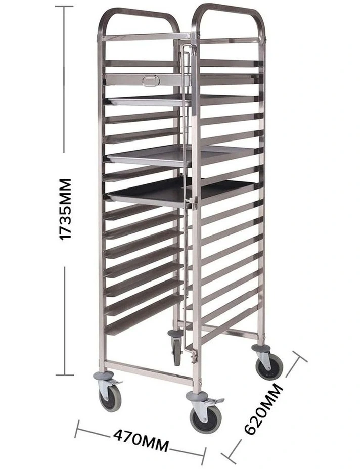 SOGA Gastronorm Trolley 15 Tier Stainless Steel Bakery Trolley 60x40cm Tray image 2