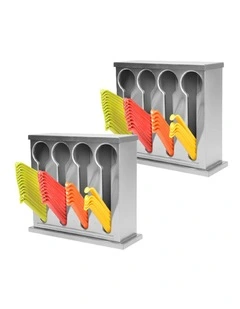 SOGA 2 Pack Stainless Steel Spoon and Utensil Holder Racks with 4 Holes