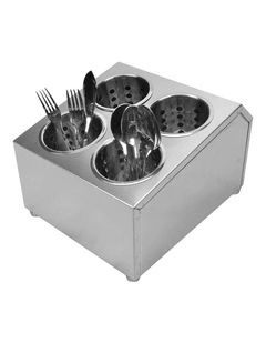 SOGA Stainless Steel Commercial Square Cutlery Holder with 4 Holes
