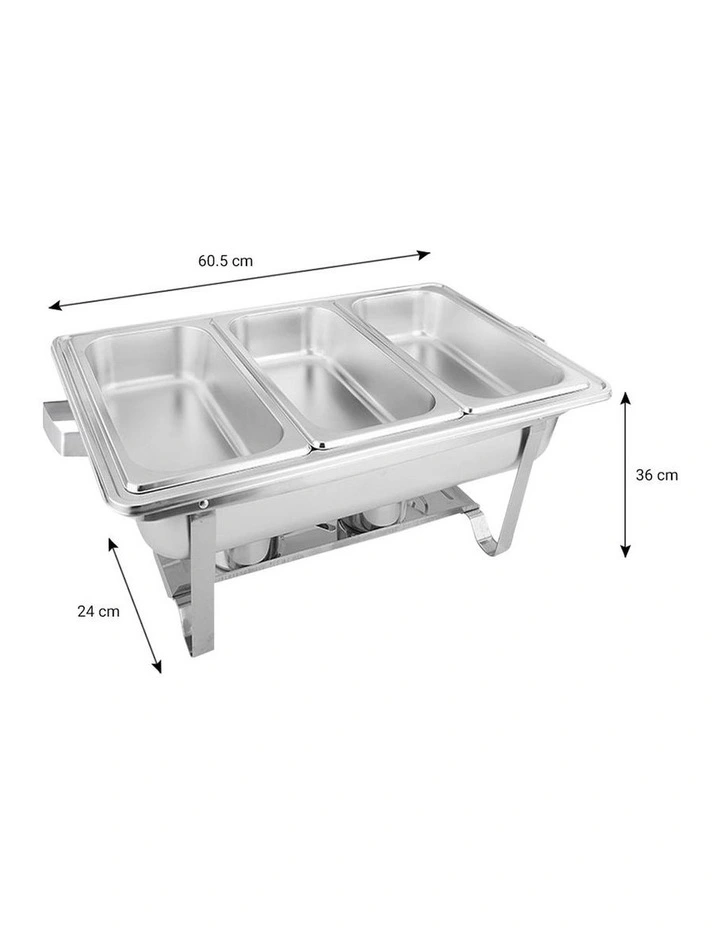 SOGA Chafing Dish Triple Tray 3L Stainless Steel Food Warmer image 4