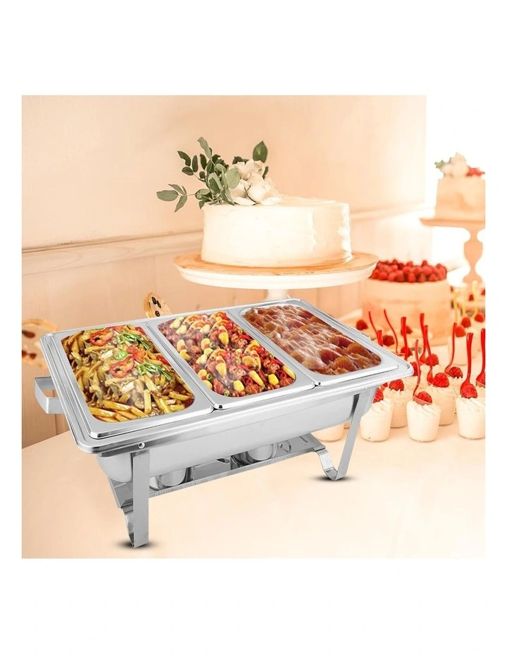 SOGA Chafing Dish Triple Tray 3L Stainless Steel Food Warmer image 5