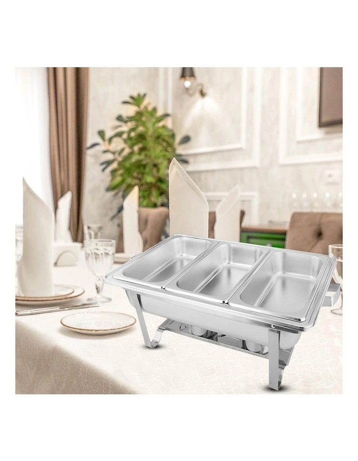 SOGA Chafing Dish Triple Tray 3L Stainless Steel Food Warmer image 7