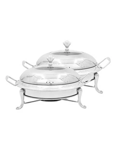 SOGA 2 Pack Round Chafing Dish Silver Stainless Steel Food Warmer