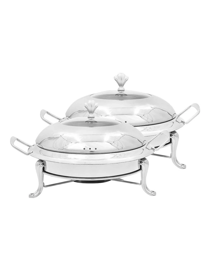 SOGA 2 Pack Round Chafing Dish Silver Stainless Steel Food Warmer image 1