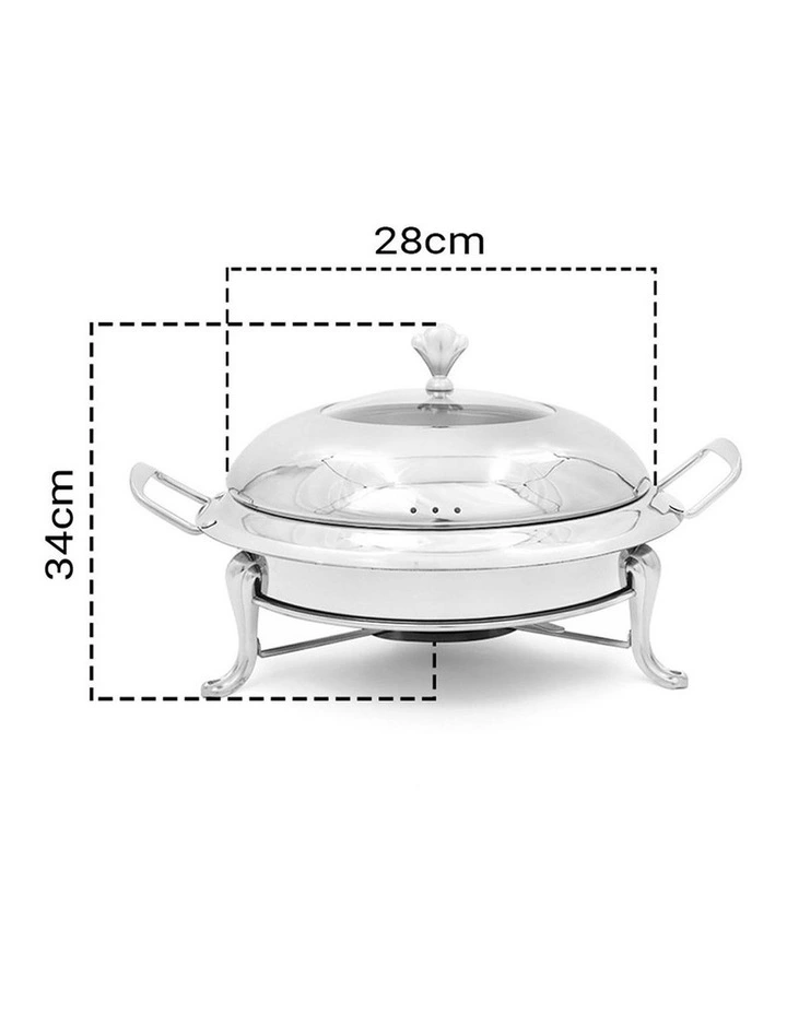 SOGA 2 Pack Round Chafing Dish Silver Stainless Steel Food Warmer image 2