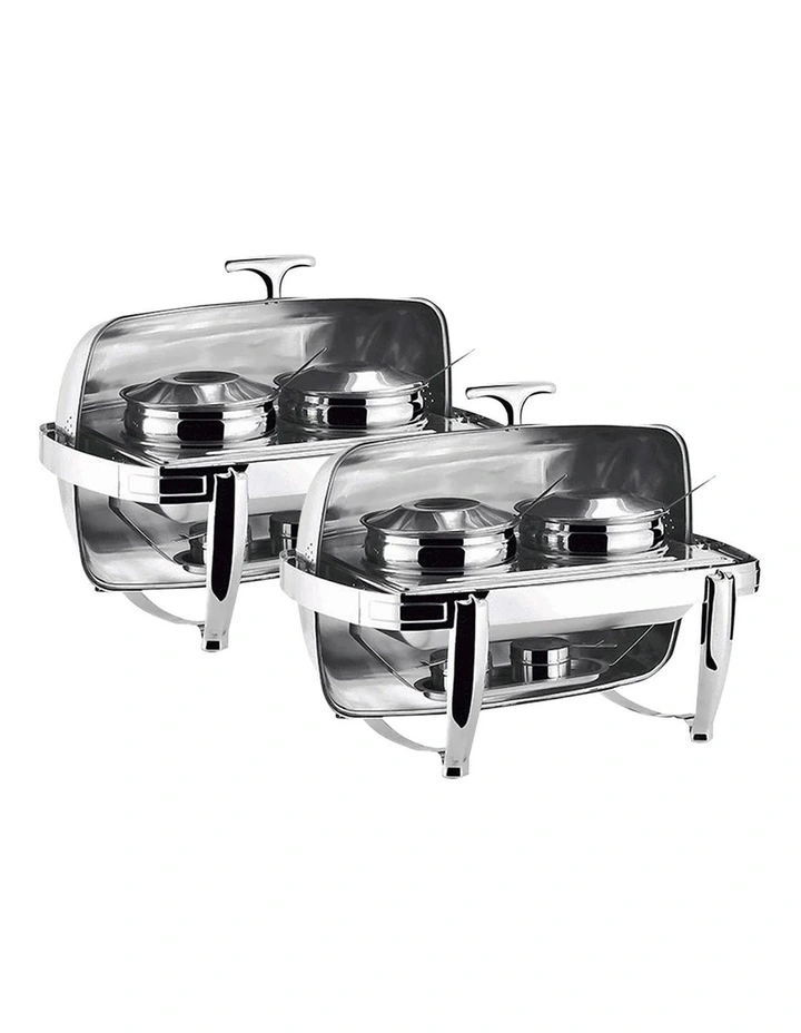 SOGA 2 Pack Double Soup Tureen Chafing Dish 6.5L Stainless Steel Lid Food Warmer image 1