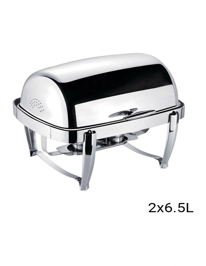 SOGA 2 Pack Double Soup Tureen Chafing Dish 6.5L Stainless Steel Lid Food Warmer image 2