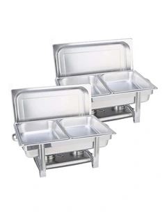 SOGA 2 Pack Chafing Dish Double Tray Stainless Steel Food Warmer
