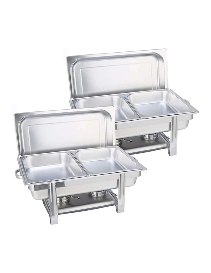 SOGA 2 Pack Chafing Dish Double Tray Stainless Steel Food Warmer image 1