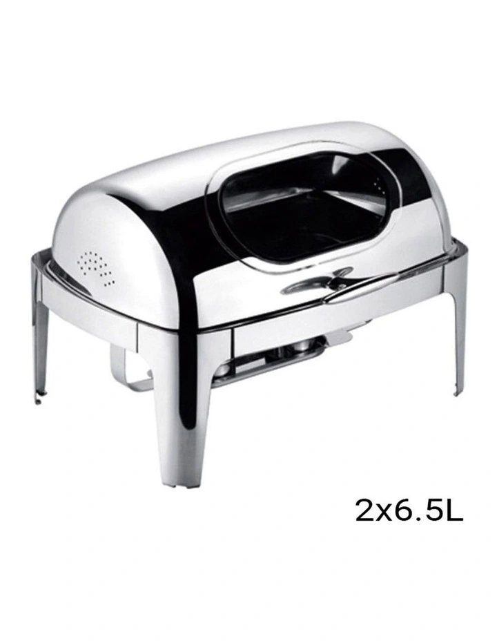 SOGA Double Soup Tureen Chafing Dish 6.5L Visual Lid Food Warmer image 2