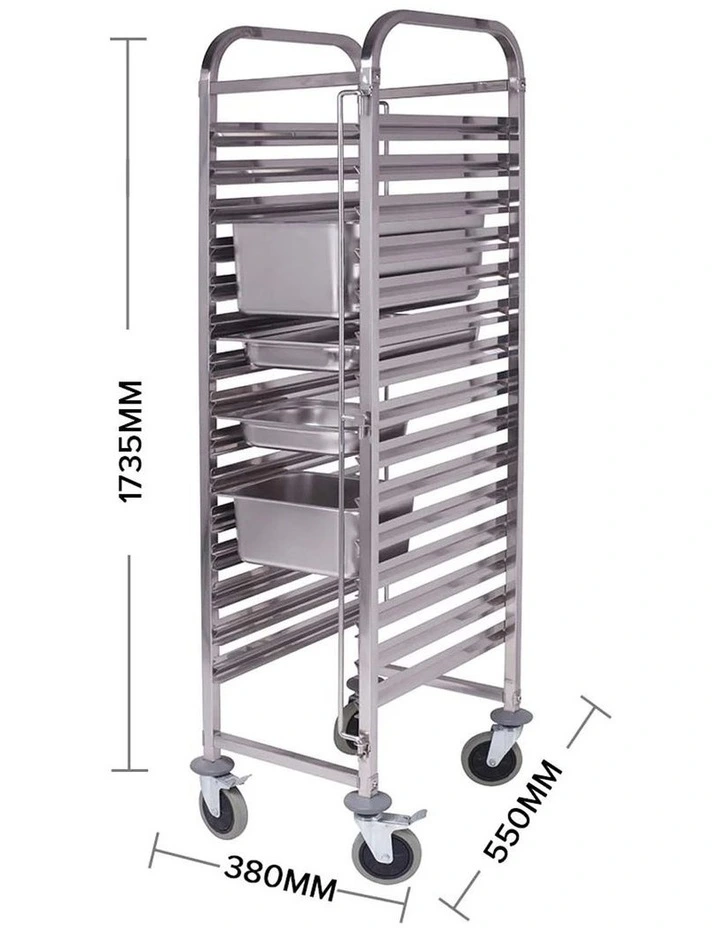 SOGA Gastronorm Trolley 15 Tier Stainless Steel Bakery Trolley GN 1/1 Pan image 2