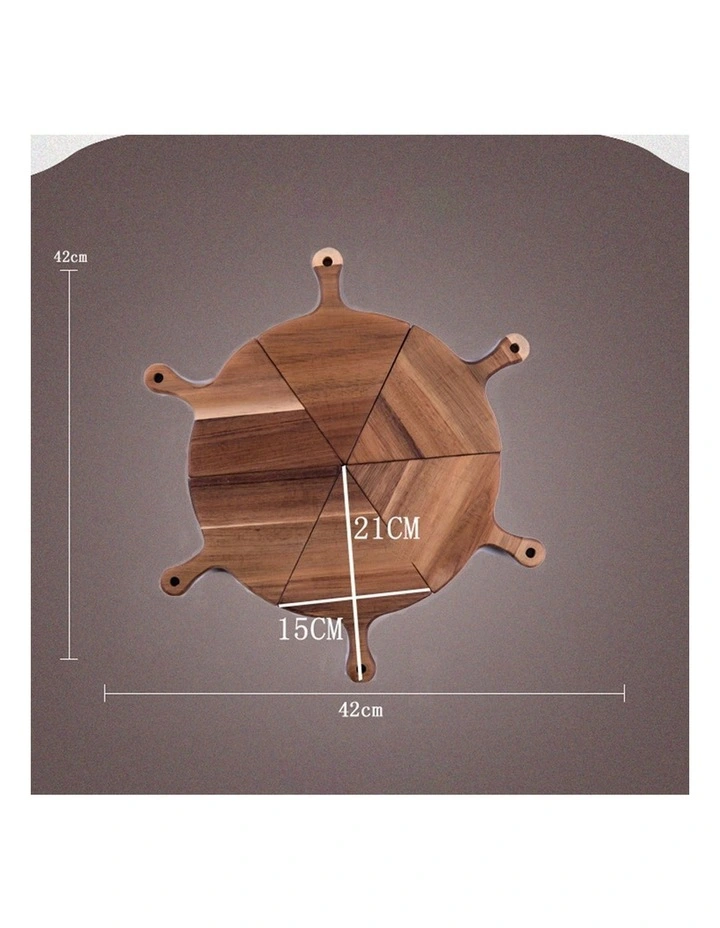 SOGA 2X 6 Piece Brown Wooden Pizza Serving Board Set image 2