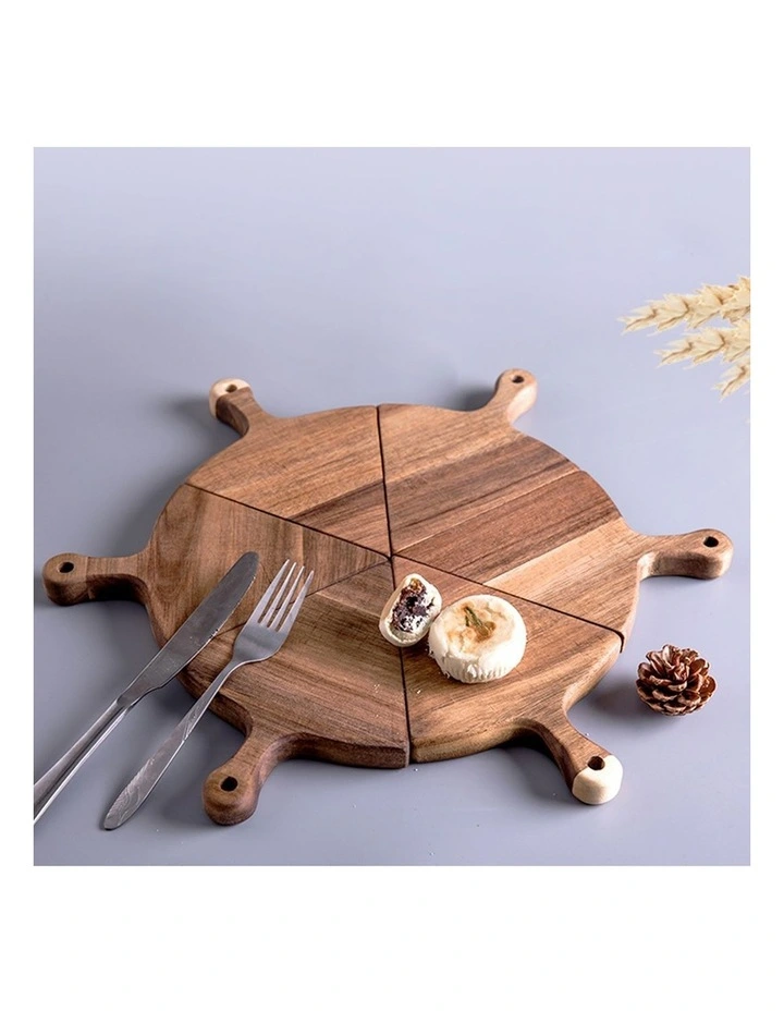 SOGA 2X 6 Piece Brown Wooden Pizza Serving Board Set image 3