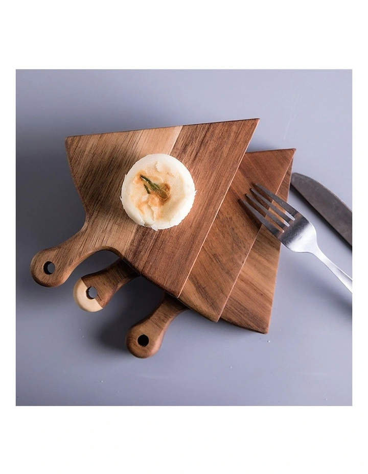SOGA 2X 6 Piece Brown Wooden Pizza Serving Board Set image 4