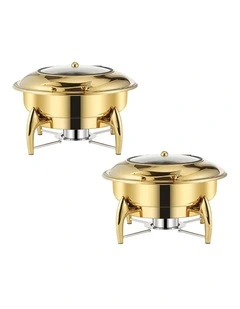 SOGA 2 Pack Round Gold Chafing Dish Stainless Steel Food Warmer