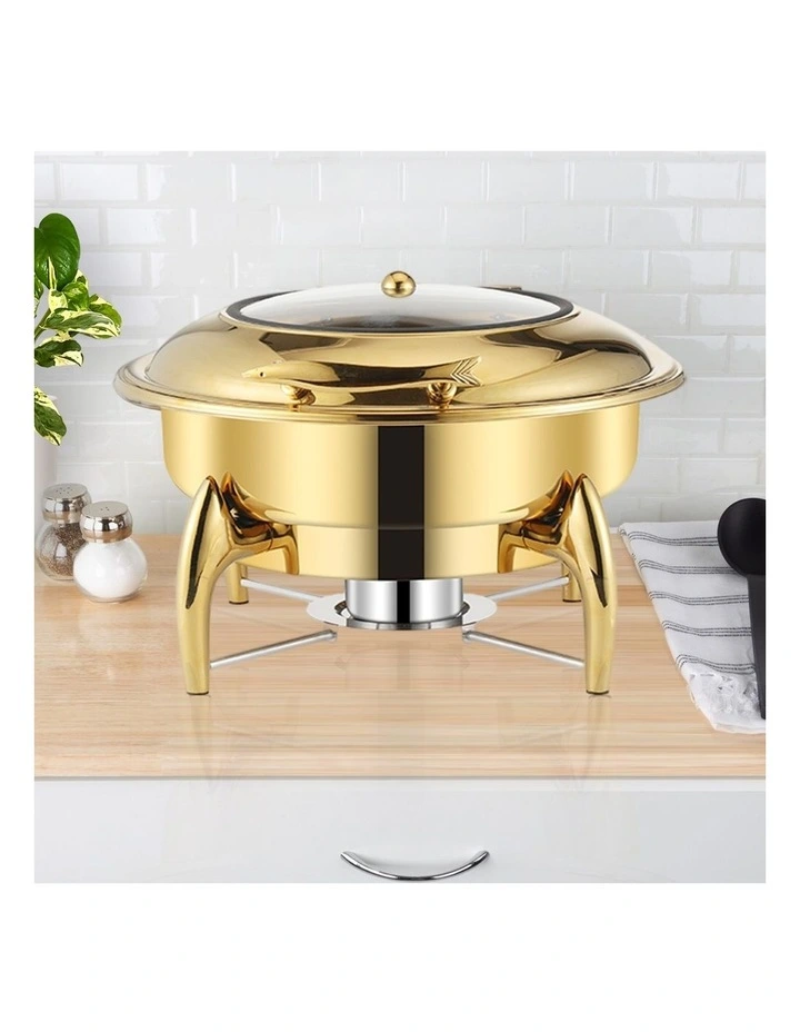 SOGA 2 Pack Round Gold Chafing Dish Stainless Steel Food Warmer image 2