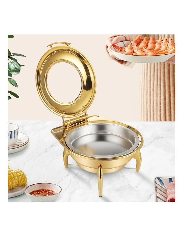 SOGA 2 Pack Round Gold Chafing Dish Stainless Steel Food Warmer image 3