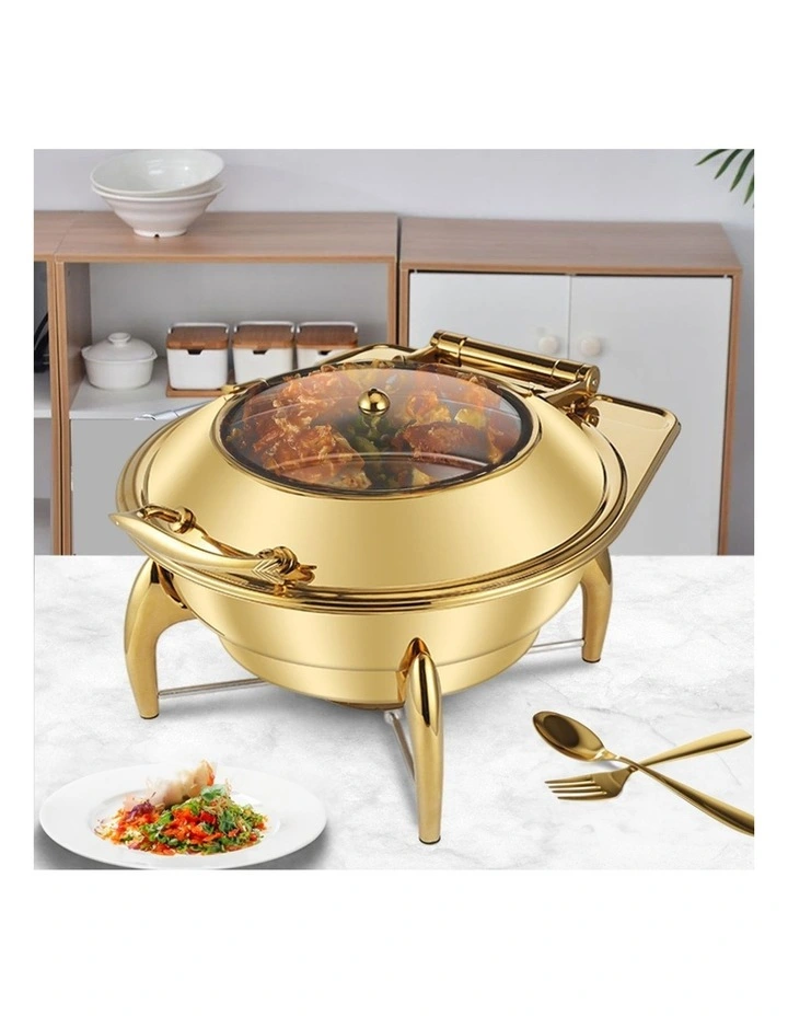 SOGA 2 Pack Round Gold Chafing Dish Stainless Steel Food Warmer image 5