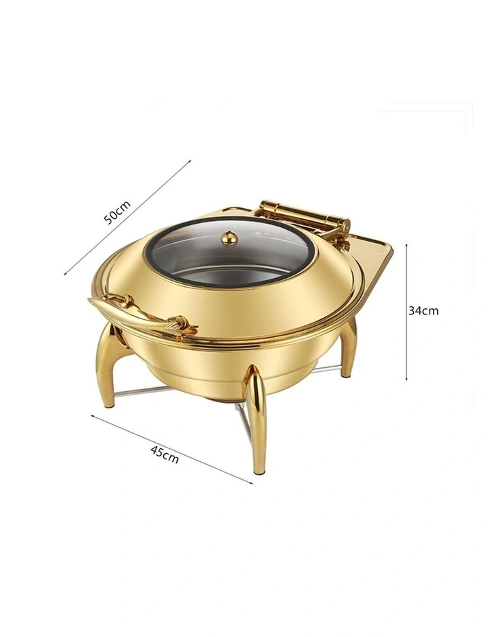 SOGA 2 Pack Round Gold Chafing Dish Stainless Steel Food Warmer image 6