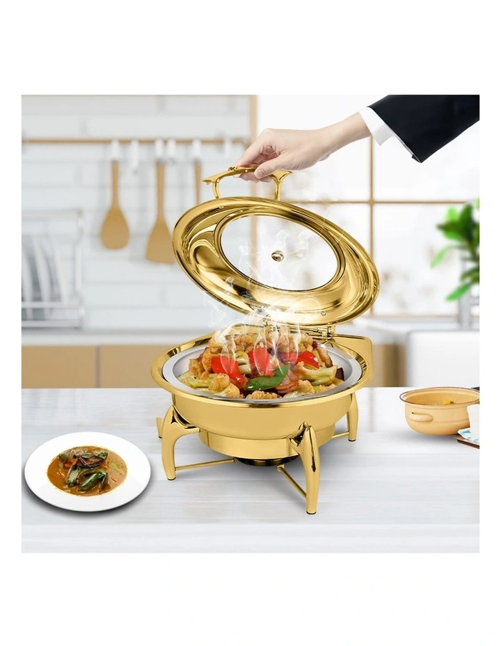 SOGA 2 Pack Round Gold Chafing Dish Stainless Steel Food Warmer image 7