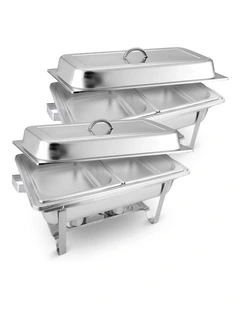 SOGA 2 Pack Chafing Dish Dual Tray 4.5L Stainless Steel Food Warmer