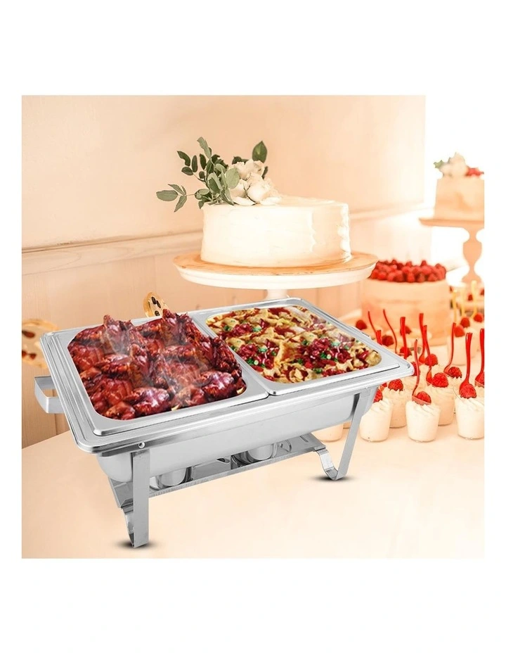 SOGA 2 Pack Chafing Dish Dual Tray 4.5L Stainless Steel Food Warmer image 5