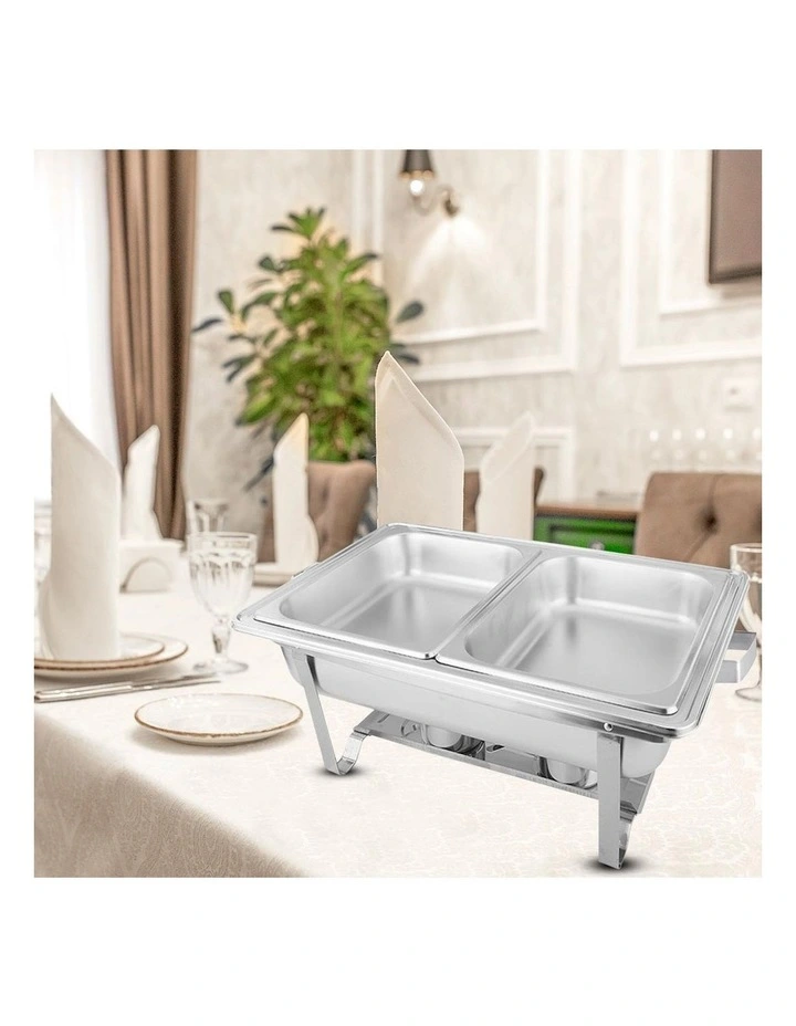 SOGA 2 Pack Chafing Dish Dual Tray 4.5L Stainless Steel Food Warmer image 7