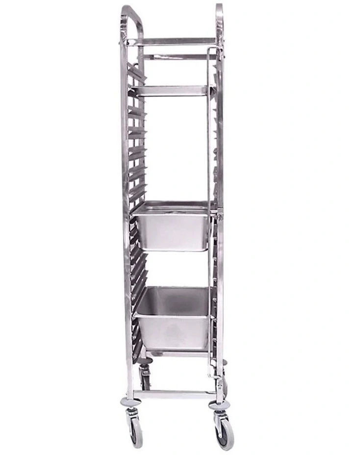 SOGA 2 Pack Gastronorm Trolley 15 Tier Stainless Steel Bakery Trolley GN 1/1 Pan image 3