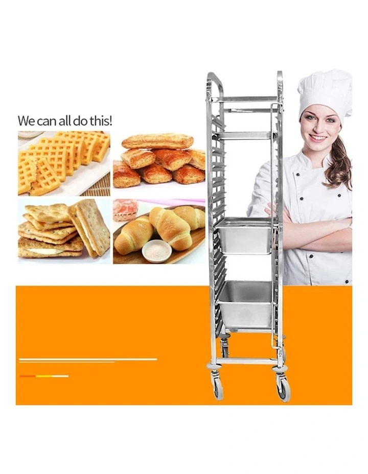 SOGA 2 Pack Gastronorm Trolley 15 Tier Stainless Steel Bakery Trolley GN 1/1 Pan image 7