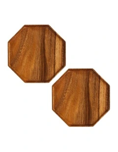 SOGA 2X 20cm Octagonal Acacia Wood Serving Tray Charcuterie Board
