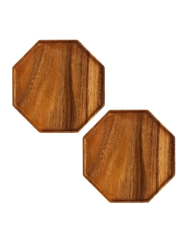 SOGA 2X 20cm Octagonal Acacia Wood Serving Tray Charcuterie Board image 1