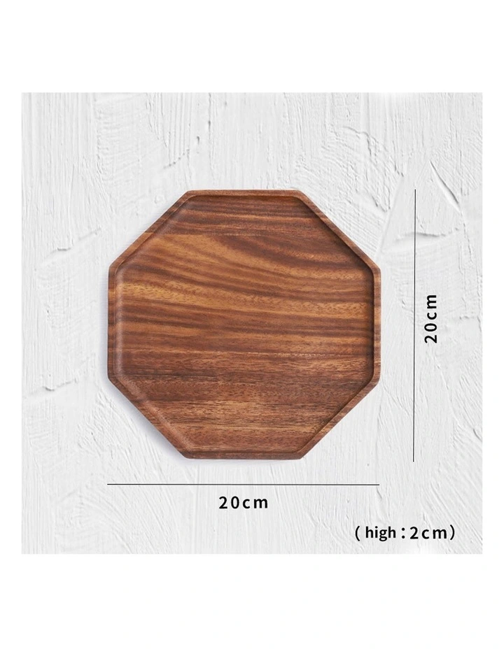 SOGA 2X 20cm Octagonal Acacia Wood Serving Tray Charcuterie Board image 2