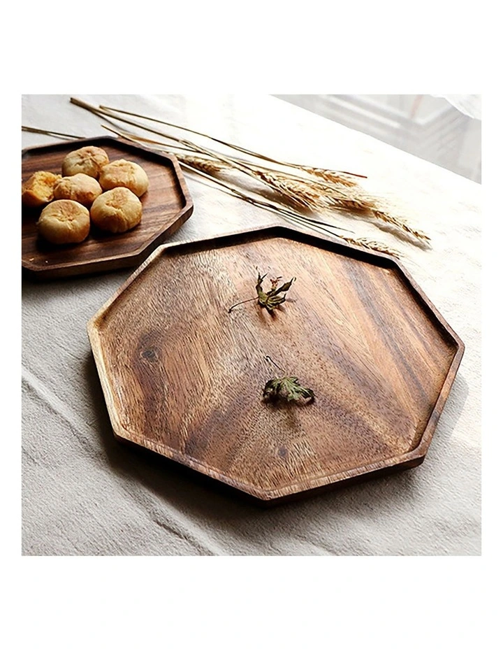 SOGA 2X 20cm Octagonal Acacia Wood Serving Tray Charcuterie Board image 3