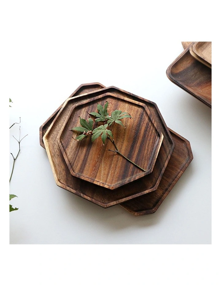 SOGA 2X 20cm Octagonal Acacia Wood Serving Tray Charcuterie Board image 5