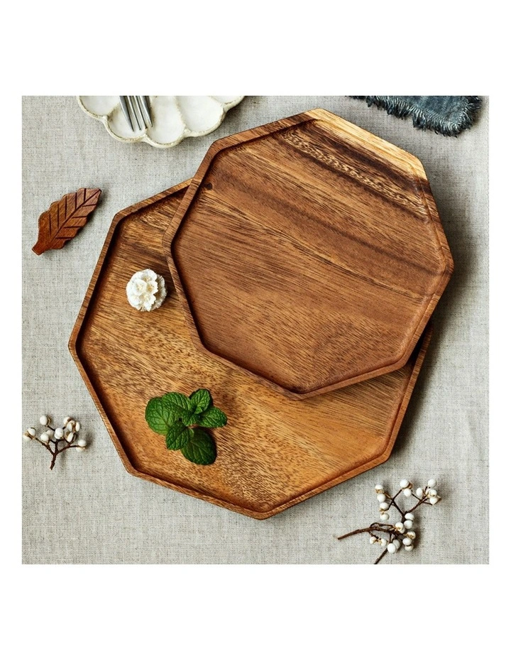 SOGA 2X 20cm Octagonal Acacia Wood Serving Tray Charcuterie Board image 6