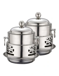 SOGA 2 Pack Mini Hot Pot Alcohol Stove Stainless Steel Lid
