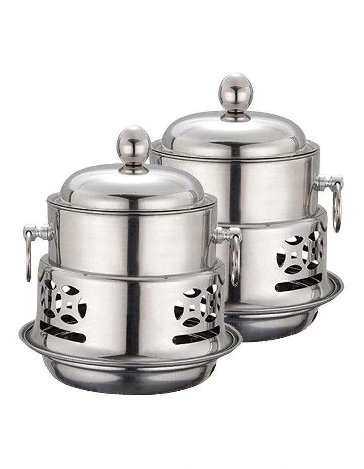 SOGA 2 Pack Mini Hot Pot Alcohol Stove Stainless Steel Lid image 1