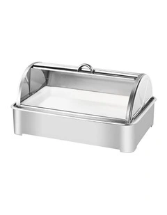 SOGA Ceramic Chafing Dish 7cm Deep White Tray with Stainless Steel Lid