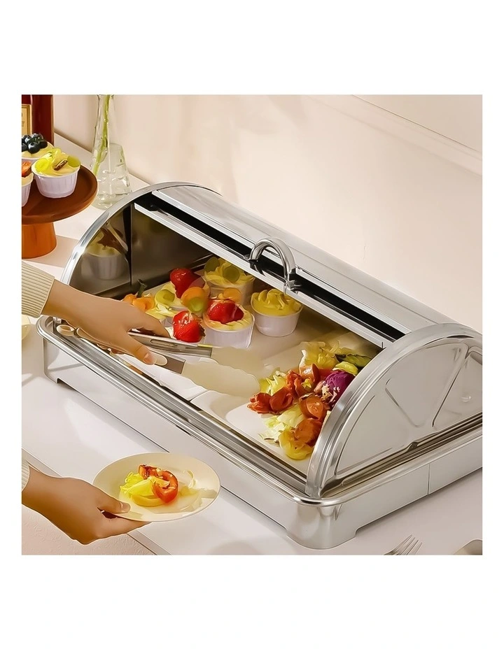 SOGA Ceramic Chafing Dish 7cm Deep White Tray with Stainless Steel Lid image 3