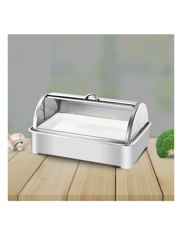 SOGA Ceramic Chafing Dish 7cm Deep White Tray with Stainless Steel Lid image 4