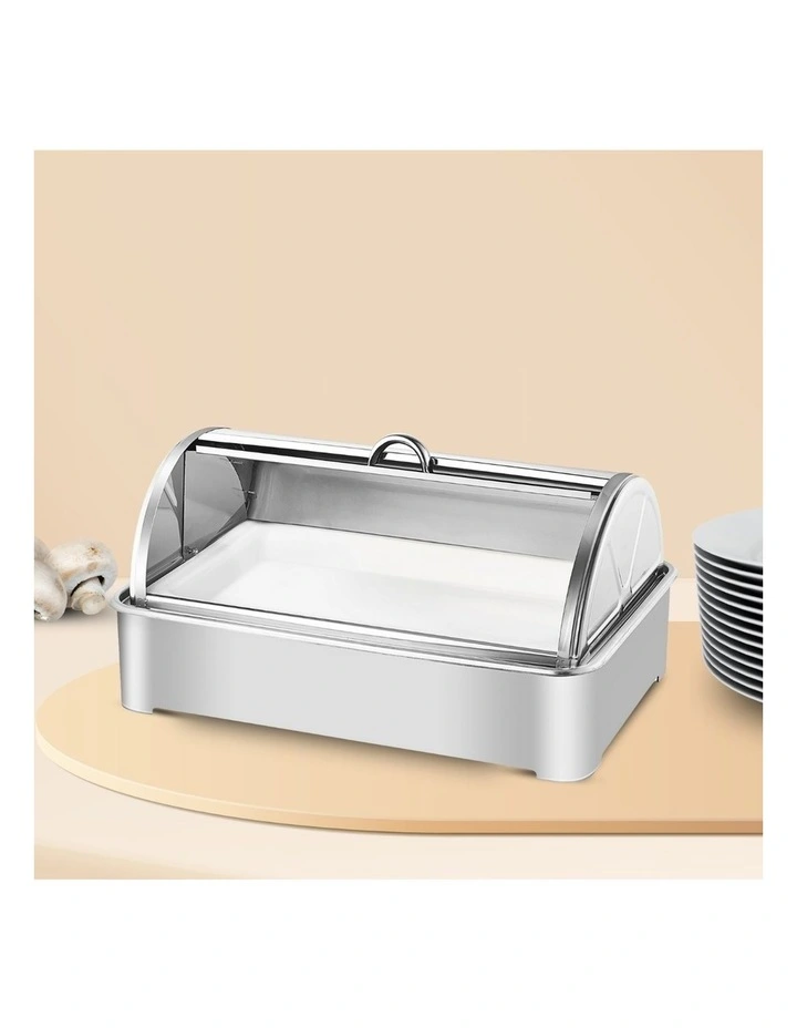 SOGA Ceramic Chafing Dish 7cm Deep White Tray with Stainless Steel Lid image 6