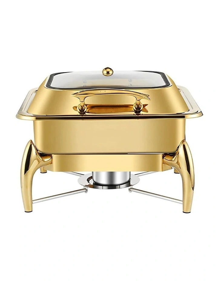 SOGA Square Gold Chafing Dish Stainless Steel Food Warmer image 1