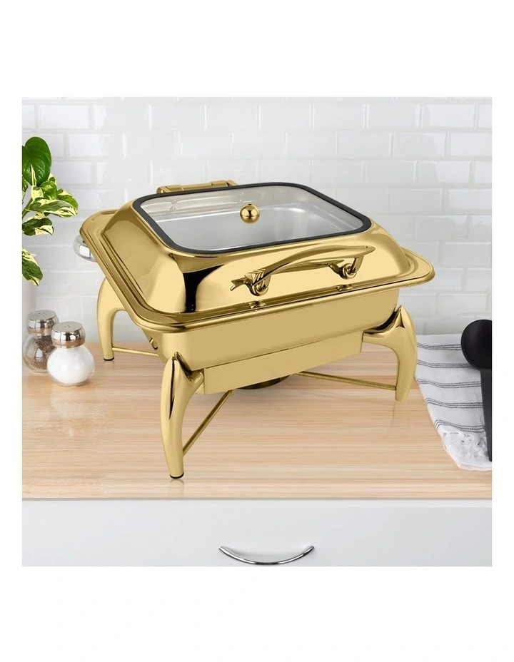 SOGA Square Gold Chafing Dish Stainless Steel Food Warmer image 2