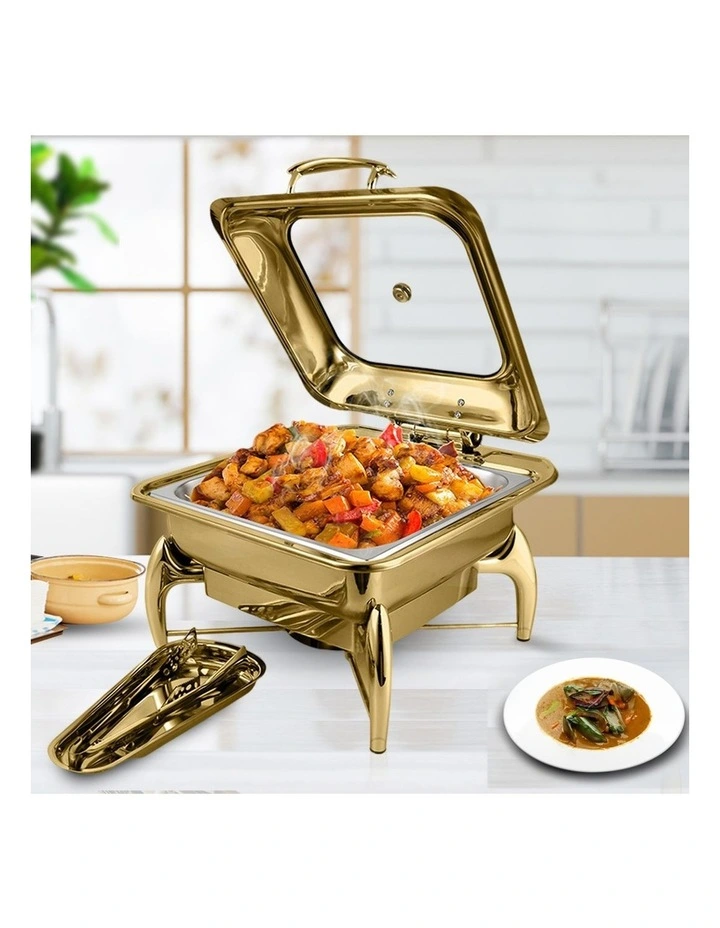 SOGA Square Gold Chafing Dish Stainless Steel Food Warmer image 4