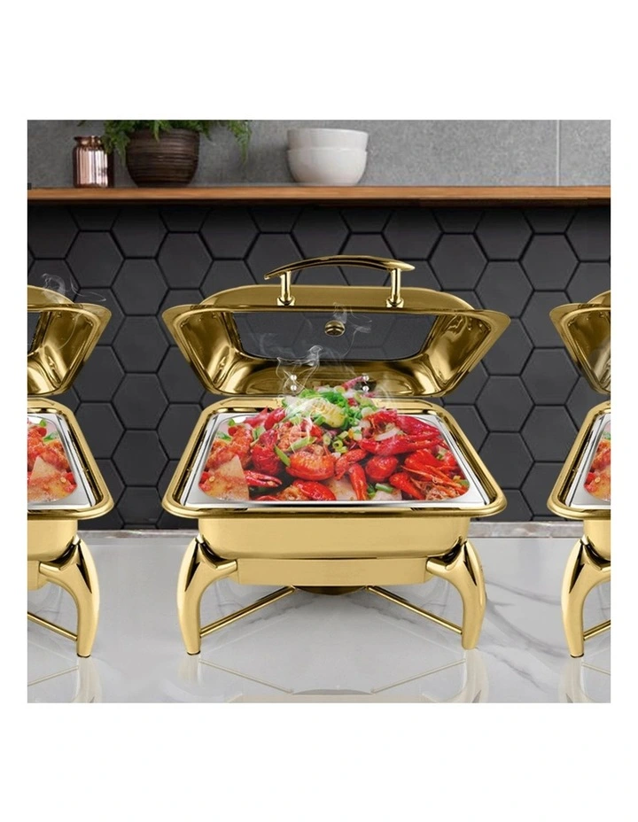 SOGA Square Gold Chafing Dish Stainless Steel Food Warmer image 7
