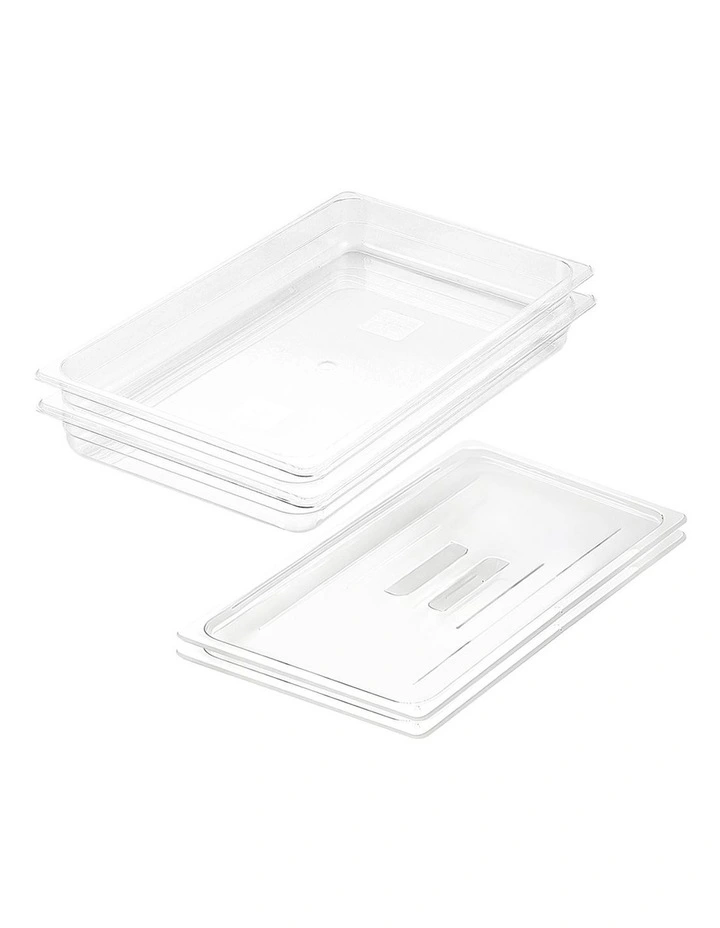 SOGA 65mm Clear Gastronorm GN Pan 1/1 Food Tray Storage Bundle of 2 with Lid image 1