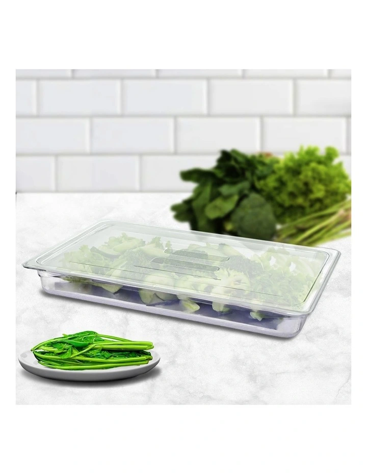 SOGA 65mm Clear Gastronorm GN Pan 1/1 Food Tray Storage Bundle of 2 with Lid image 2