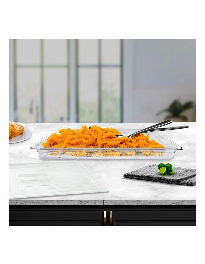 SOGA 65mm Clear Gastronorm GN Pan 1/1 Food Tray Storage Bundle of 2 with Lid image 4